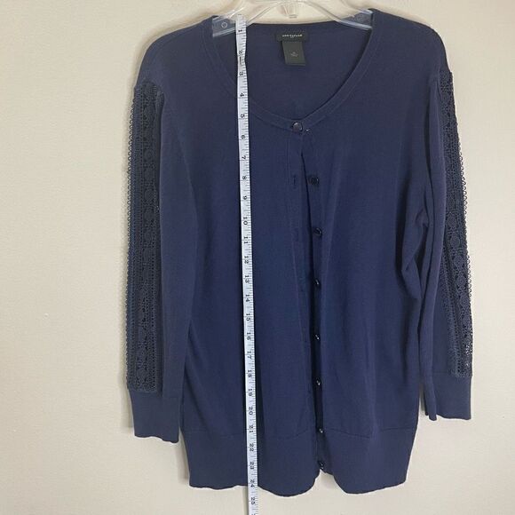 Ann Taylor|Button up|Cardigan|100% Cotton| open knit sleeves|Medium - Picture 3 of 13
